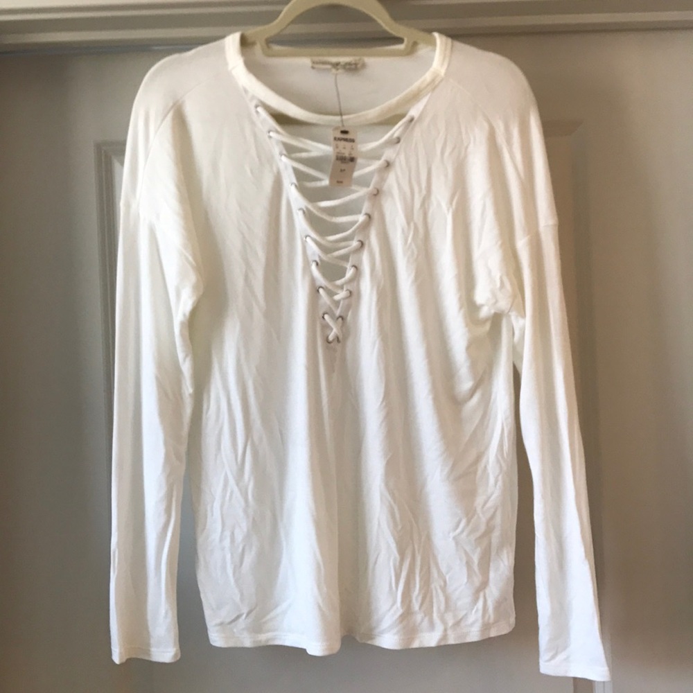 NWT Express One Eleven Lace Up Long Sleeve Tee